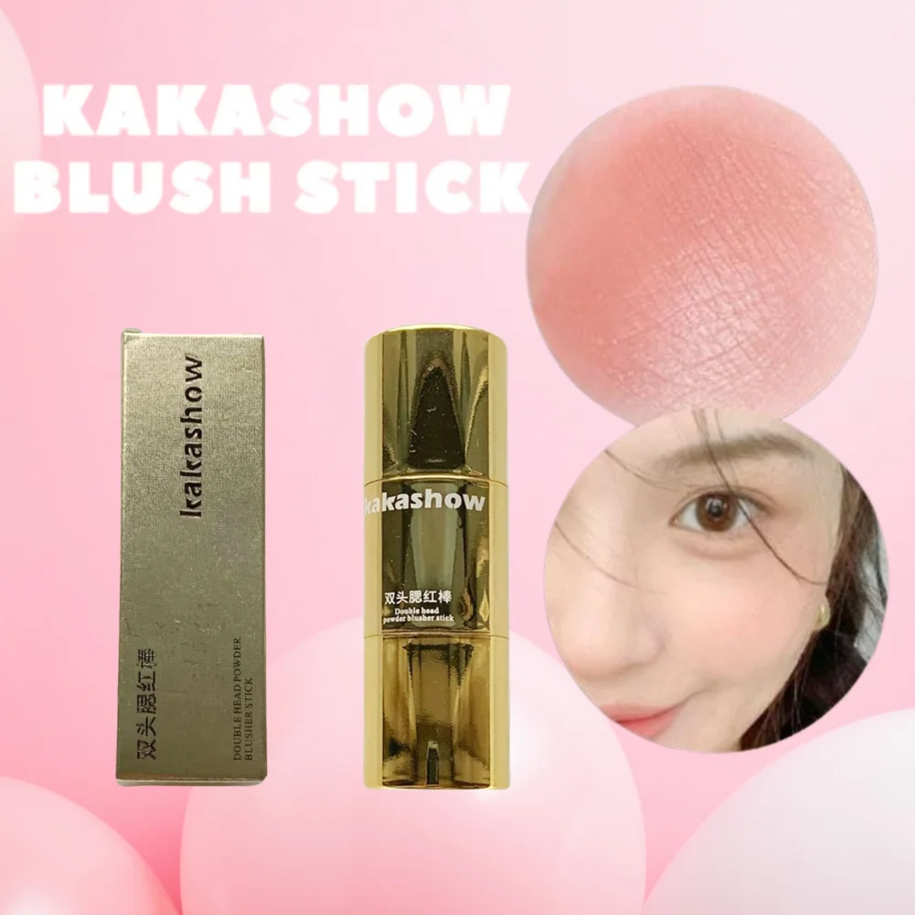 Delicate roterende dubbele kop poederblush stick, niet vervagend, meerdere kleuren om uit te kiezen Blush Stick, natuurlijk duurzaam