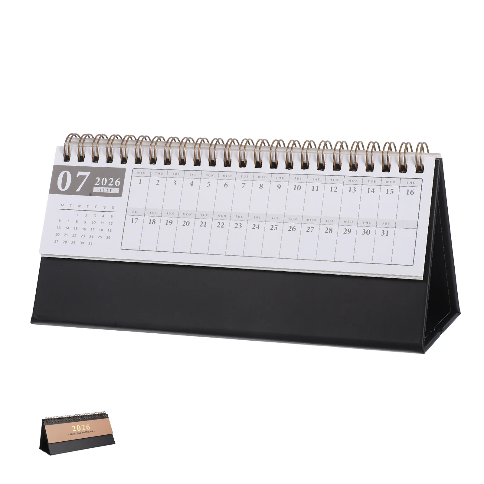 ปฏิทินตั้งโต๊ะแบบพลิกปี 2025-2026 ขนาดเล็ก พกพาสะดวก 15 เดือน กระดาษหนา เข้าเล่มแบบลวดคู่ สำหรับสำนักงาน บ้าน และโรงเรียน