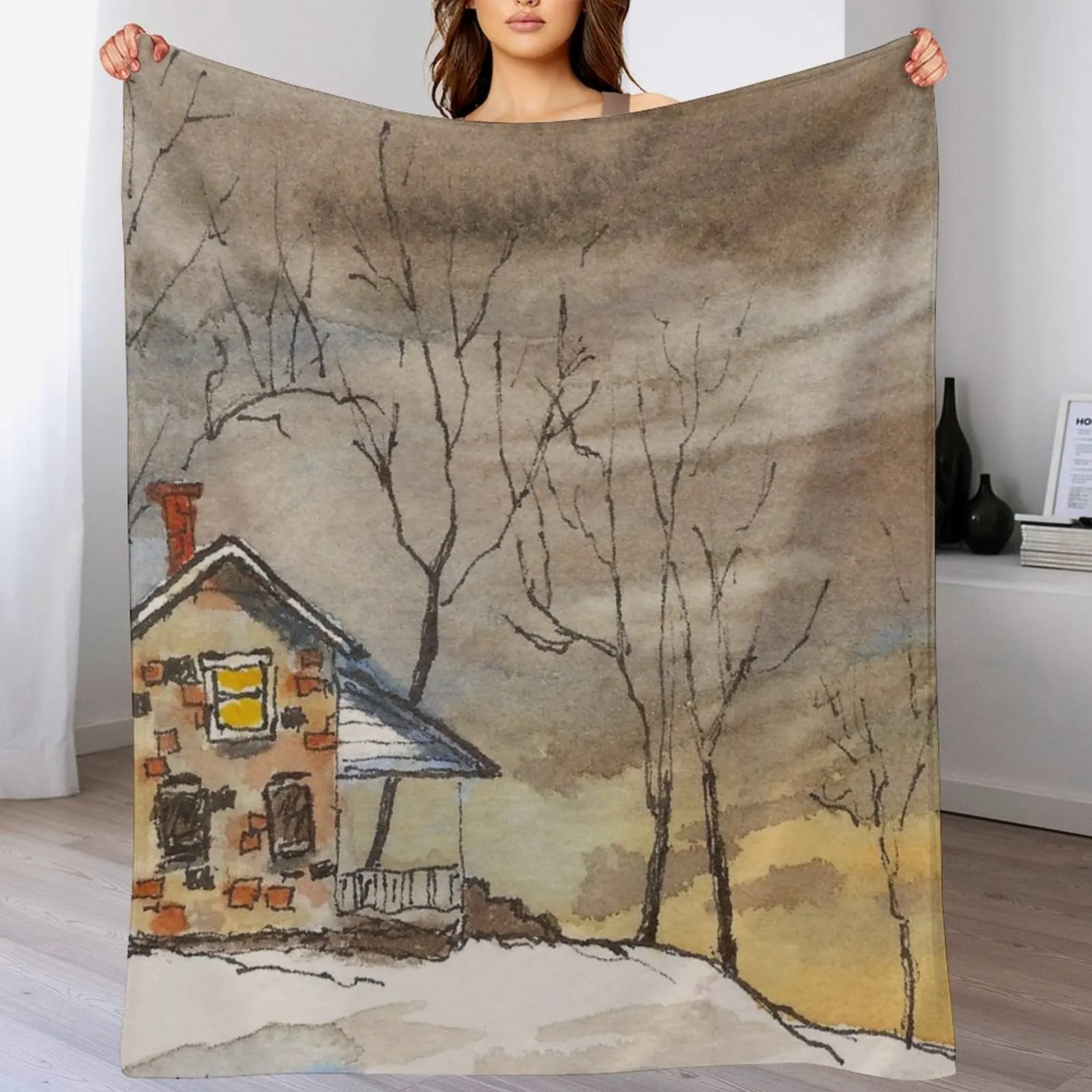 

Brown Brick House Throw Blanket Travel Size Cozy Blanket for Plane Train