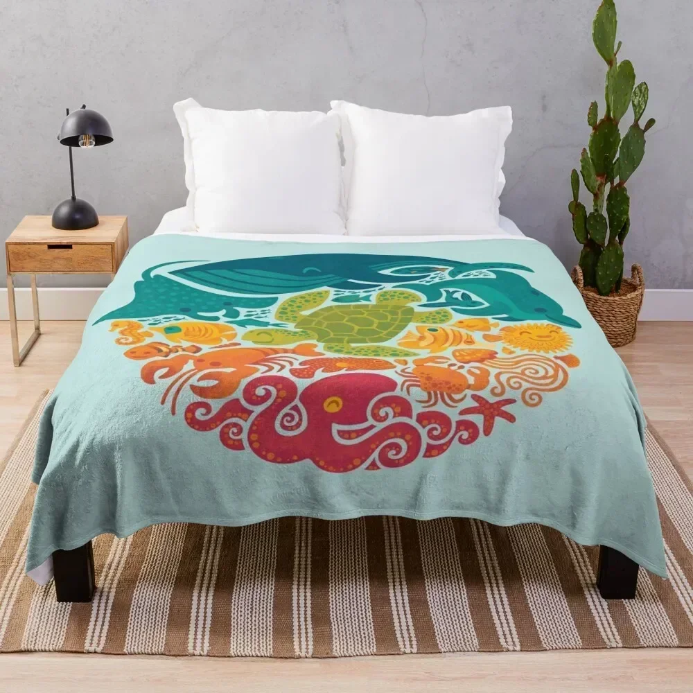 

Aquatic Rainbow (light blue) Throw Blanket Multi-Purpose For Baby blankets ands blankets and throws Blankets