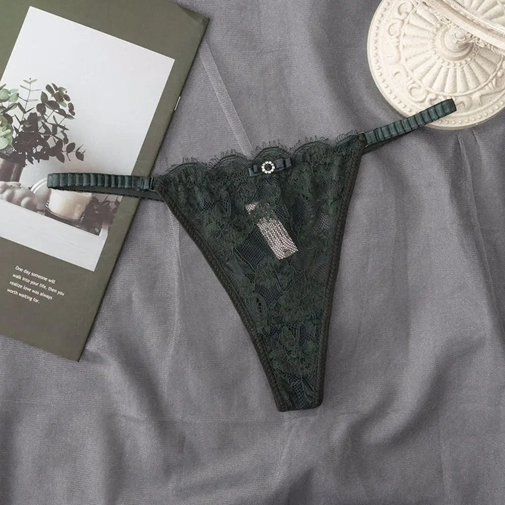 

Transparent Temptation Sexy Underpant Low Waist Girls Cotton Crotch Female Briefs Lace Thong Panties Flower G-strings