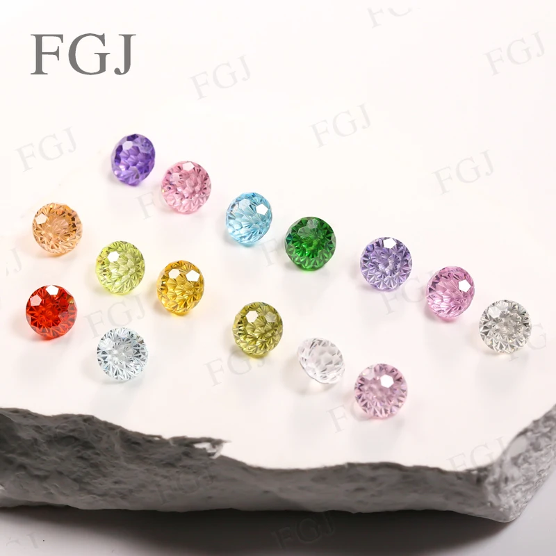 

Multi-Color Chrysanthemum Cut Loose Cubic Zirconia Beads CZ Synthetic Gemstones for DIY Jewelry Rings Earrings Necklaces
