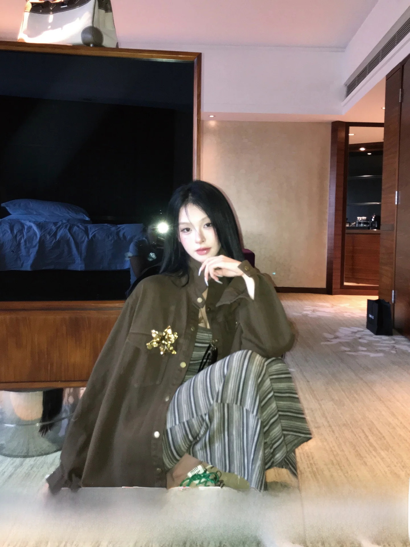 

Okaaay Divine Layering Formula Slimming Stripe Strap Dr Women's Retro Versatile Loose Denim Jaet Casual Sle Cotton Blend