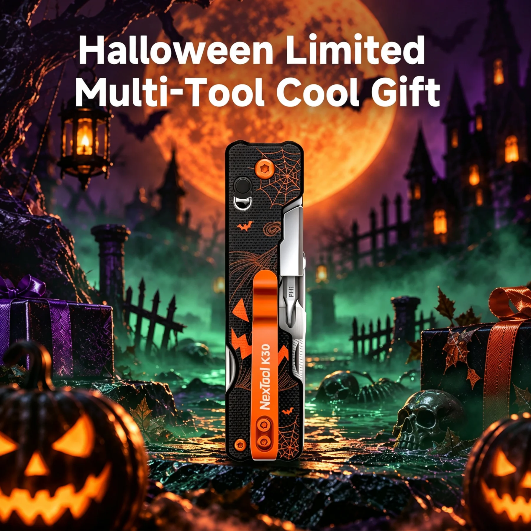 Nextool Knight K30 11-in-1 Multitool Folding Knife EDC Pocket Tool with Scissors Outdoor Survival Gear for Camping Hiking