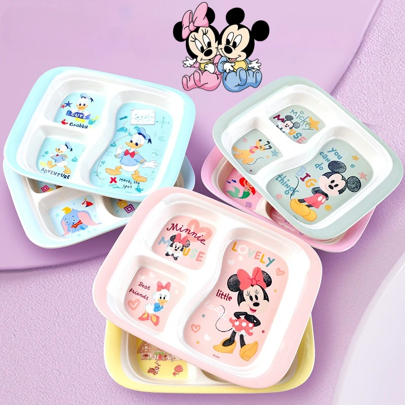 

Обеденная тарелка с Микки Маусом Disney, посуда для детского сада в стиле аниме, высокотемпературная посуда с защитой от падения и ожогов