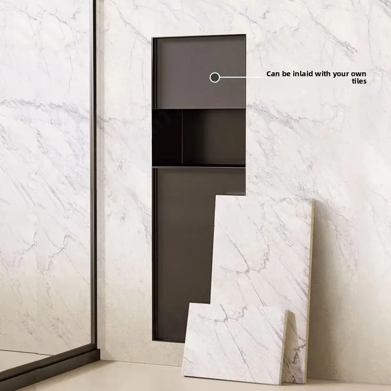 Recessed Steel Toilet Paper Holder, Hidden Design, Bathroom Partition Tissue Box,  Tile Cover Plate for Wall Mount Installation