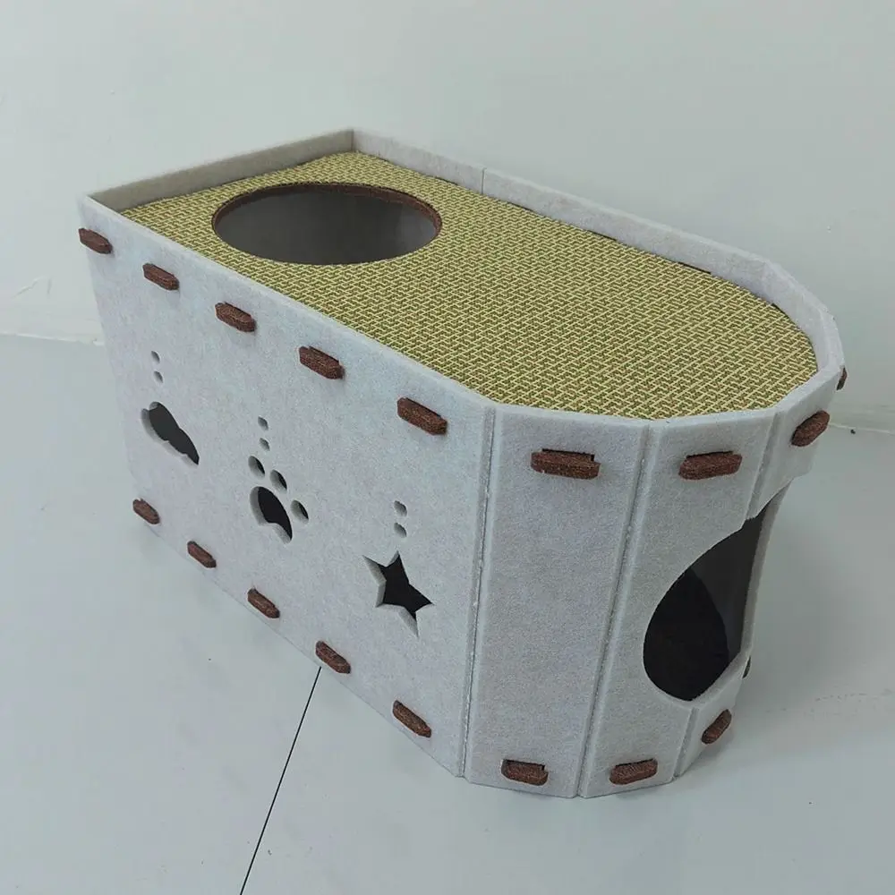 Tempat Tidur Kucing Lipat Bentuk L Anti Gores Berbahan Felt Dua Lapis Tahan Aus Empat Musim