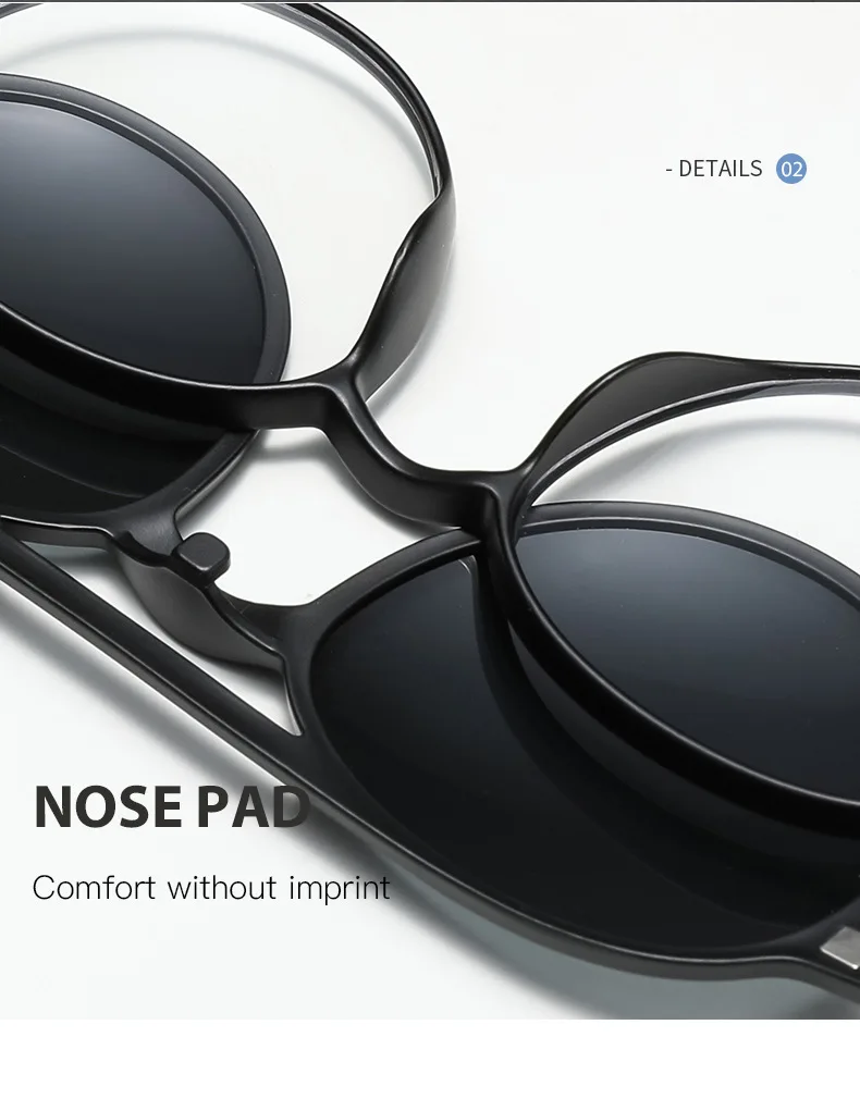 VCKA Großen Platz Myopie Sonnenbrille Männer Polarisierte 6 In 1 Frauen Optische Magnetische Clip auf Brillen Rahmen-0,5 ZU-10 – Detail 13