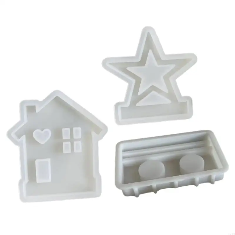 C71B Unique Silicone Mold Star Heart Chimney House Mold Miniature House Decorations Mould for DIY Crafts and Decorations