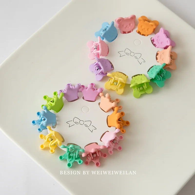 10 قطع ملونة الكرتون مقاطع مخلب صغيرة الطفل لون الحلوى زهرة مقاطع الشعر غير التالف مقاطع الشعر المتدلي للانفجارات #3