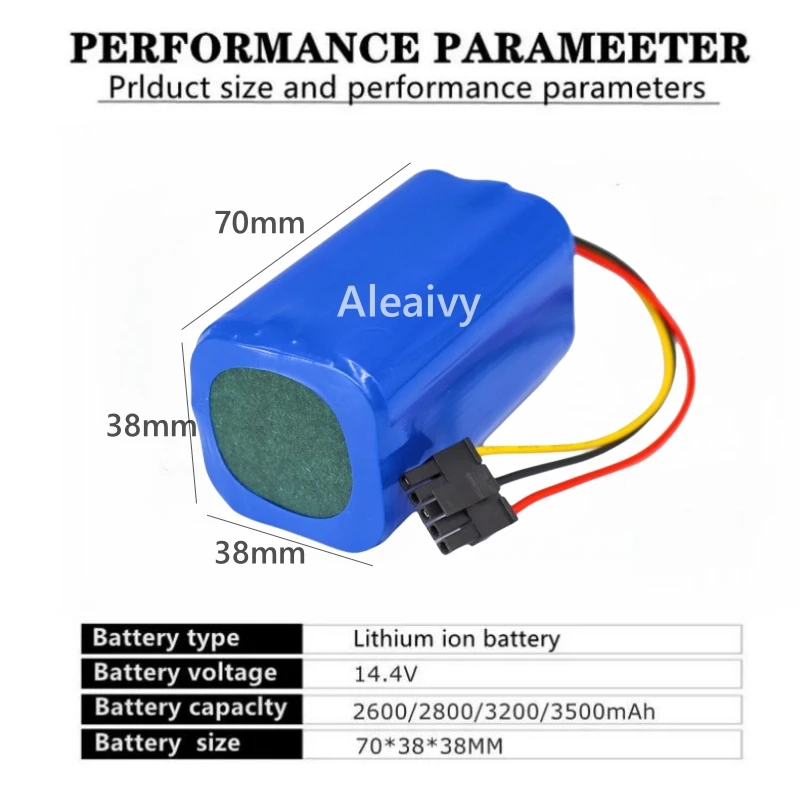 14.4v 2600mAh suitable for Xiaomi, Xiaomi, and Jiami robots vacuum mop 2 Lite model: MJSTL 18650 lithium-ion rechargeable batter