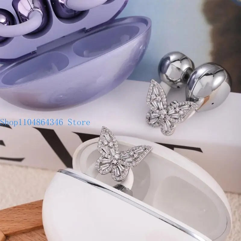 652F Elegant On Headphone Charm Jewelry Rhinestones Accent Secure Grip For FreeClip Active life Users