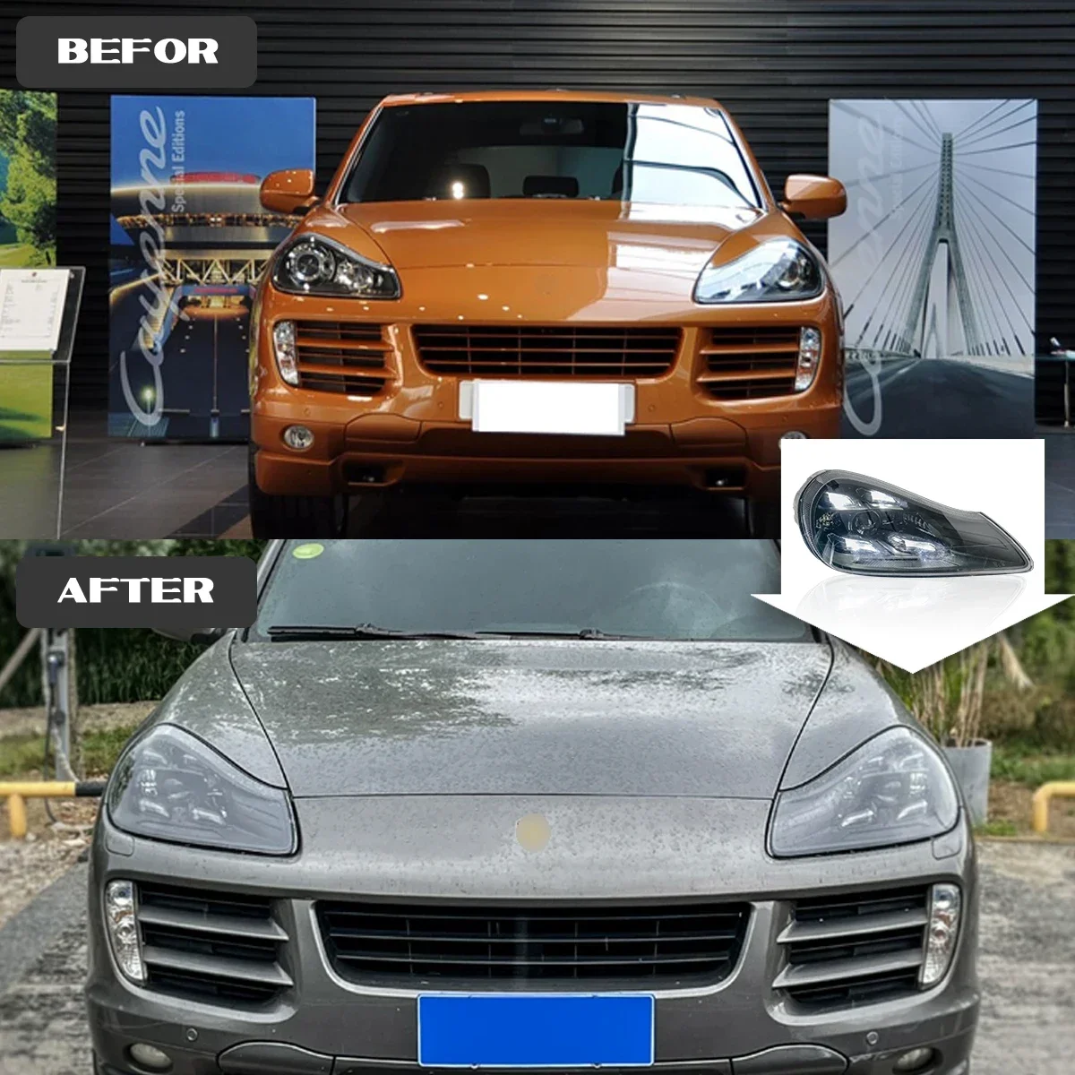 

TYPY автомобильная фара для Porsche Cayenne 957 2007-2010, обновленная стильная новая светодиодная фара, динамическая лампа указателя поворота, автомобильные аксессуары