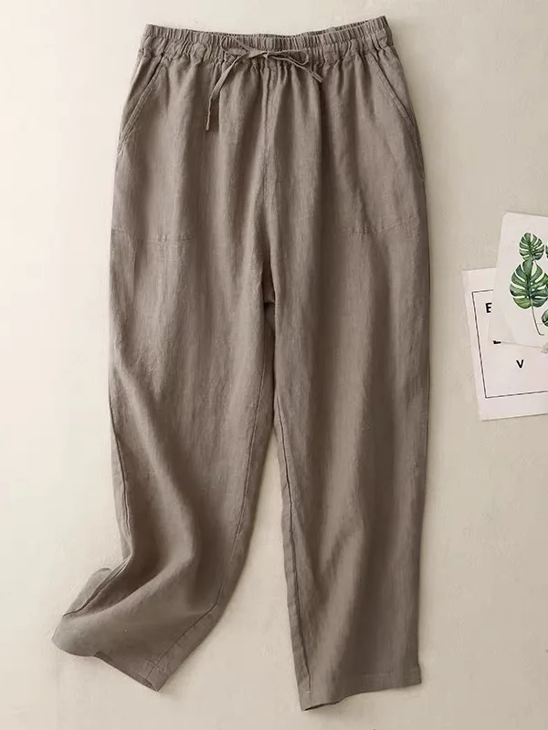 

Женские летние тонкие льняные брюки-морковки с высокой талией, свободного кроя, повседневные, дышащие, для защиты от морщин