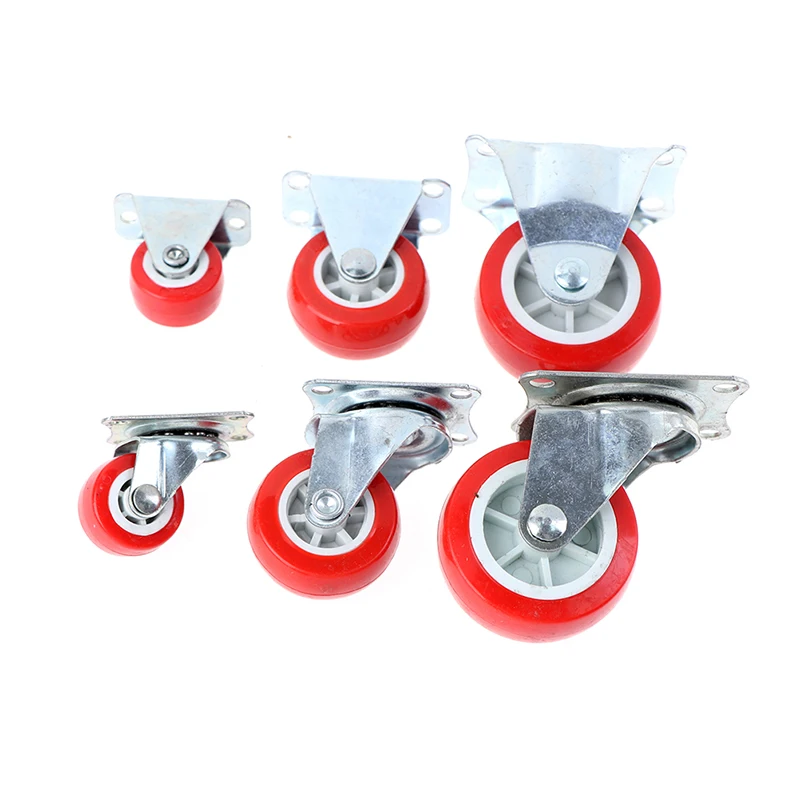 4PCS High Quality Household 1.5inch Furniture Caster Wheels Red Rubber Swivel Caster Roller Wheel Furniture Supplies 1/1.5/2inch