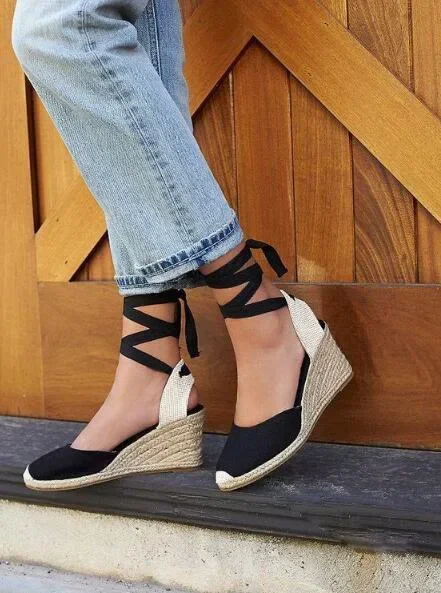 

2024 Women's Espadrille Ankle Strap Sandals Comfortable Slippers Ladies Womens Casual Shoes Breathable Flax Hemp Canvas Pumps