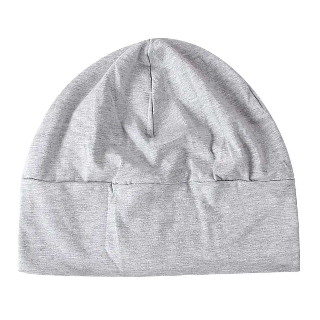 Adult Men Women Cotton Night Cap Plain Sleeping Hat Beanie Soft Sleep Patch Sleep Solid Caps Black White