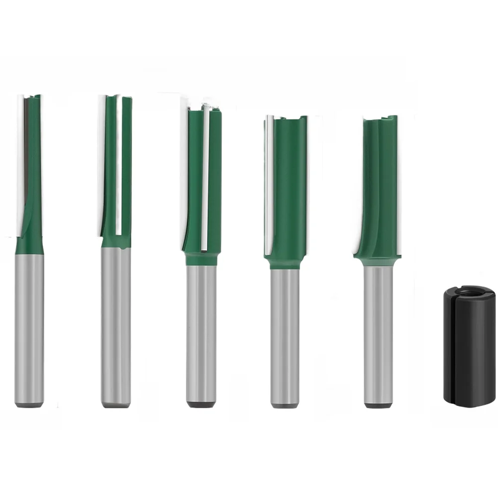 

Milling Cutter With Collet 1/4 Shank Green 3-Flute Straight Router Bit For Woodworking Routing Edging Slotting Cutting Tools