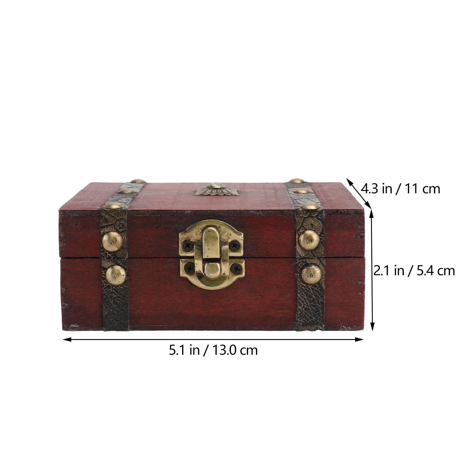 صندوق تخزين المجوهرات الخشبية العتيقة نمط الزهرة الذهبية الجبهة مشبك معدني قفل المنظم الحال بالنسبة لخواتم الأقراط ديكور