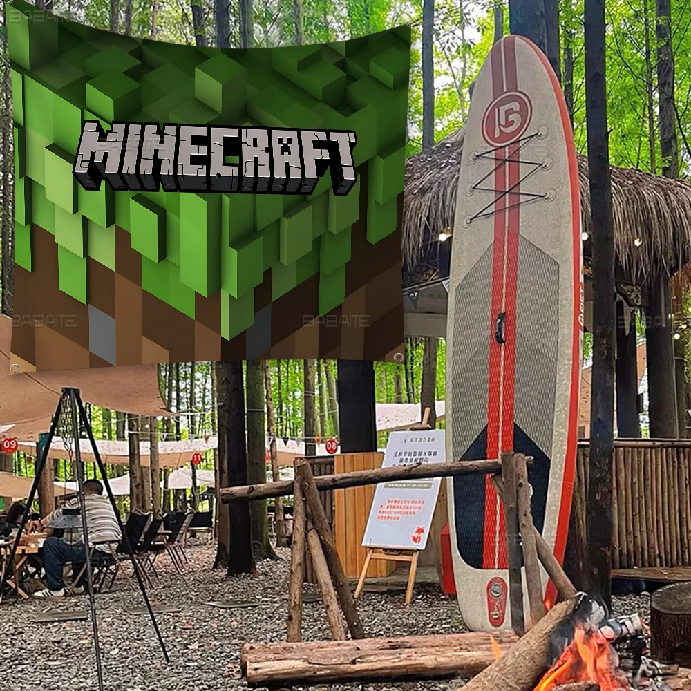 Jogo popular M-Minecraft-T Bandeiras retrô Múltipla escolha Living Studio Booth Decoração de interiores Banner