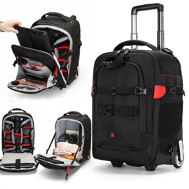 Custom Logo Luxurious Waterproof Durable Portable Outdoor Journalist Professional Trolley Photography Camera Bag Photo Equipment