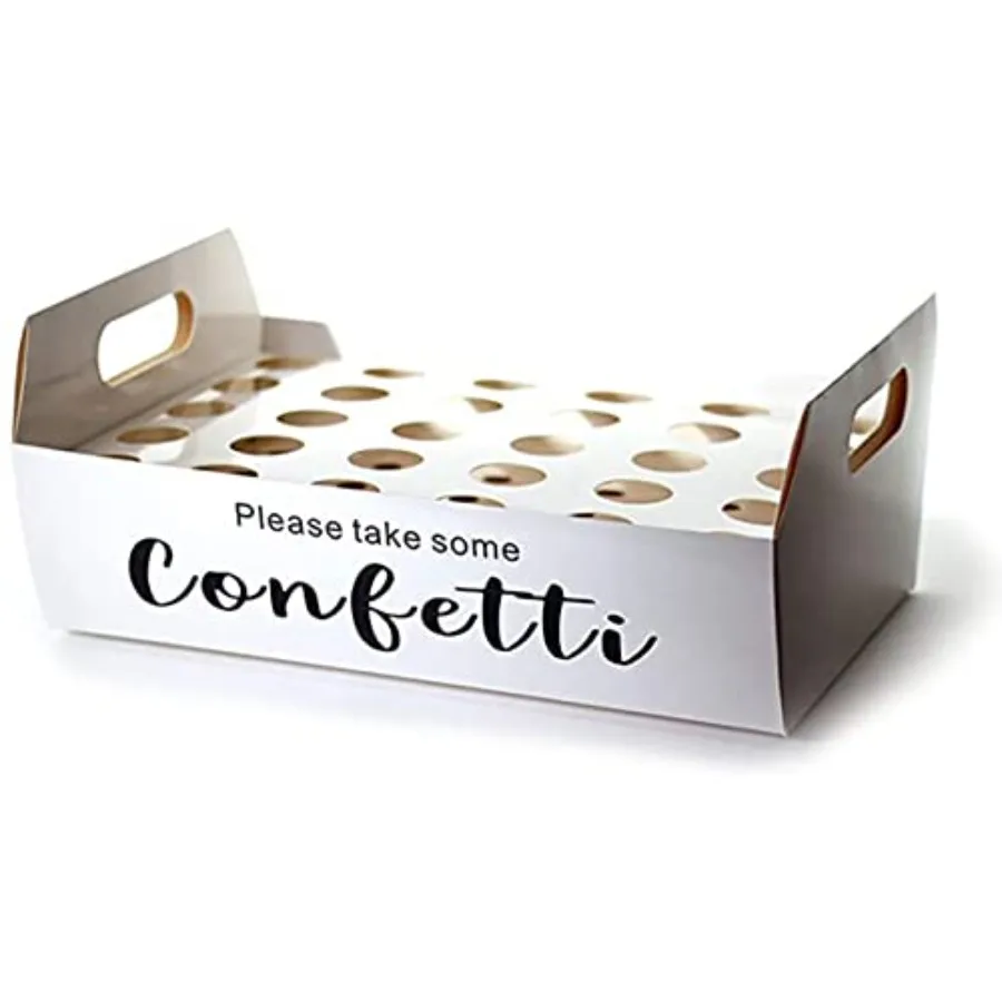 ホワイトパーティーコンフェッティコーンホルダーボックス ウェディングコンフェッティコーンスタンドボックストレイ 結婚式誕生日パーティー用30穴付き