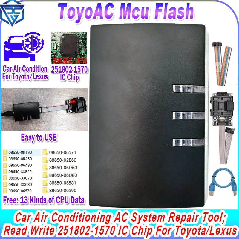 

ThinkElk ToyoAC Mcu Flash 251802-1570 ECU Programmer For Toyota Lexus AC HVAC Air Conditioning Control Module AMP Amplifier