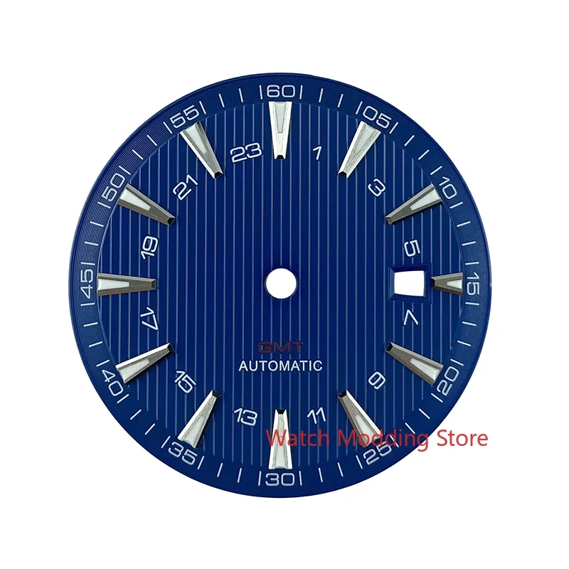 33.2mm GMT Watch Dial Parts AT 150M Sailboat Splint Texture For Mingzhu DG3804 Blue Luminous Black/Blue/White Wristwatch Plate