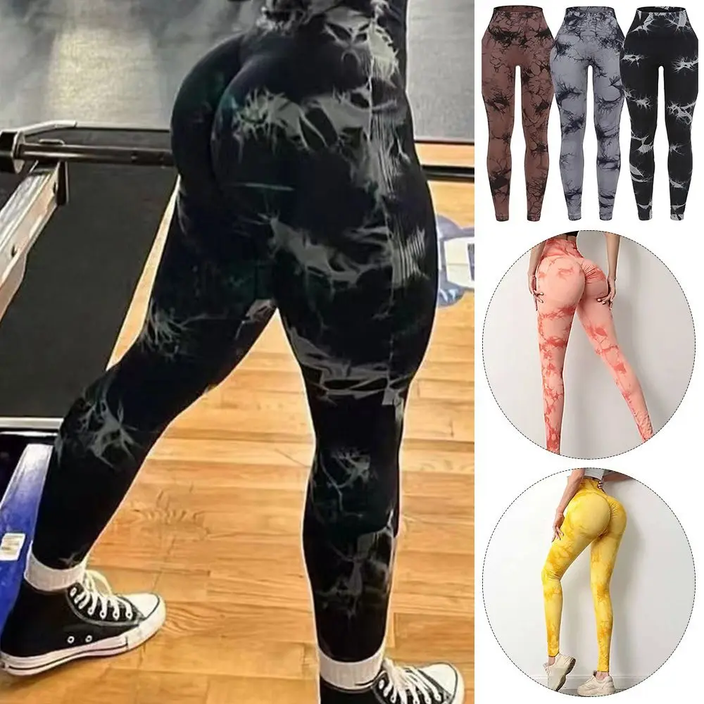 

New Tie-dye Seamless Fitness Pants Polyamide High Waist Yoga Pants Seamless Tight Sports Leggings Women