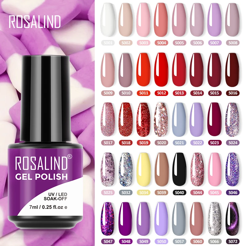 ROSALIND 7ML Gel Nail Polish Colorful Glitter UV Nail Gel Vernis Semi Permanent Gel For Manicure Soak off Varnishes Nail Art