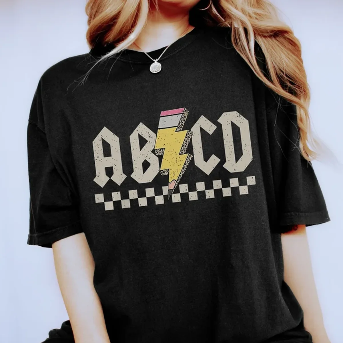

Metal Abcd Teacher T-Shirt Teacher Halloween Shirt Retro Teacher Gift Hard Rock Teacher T-Shirt Grunge Teacher Shirt
