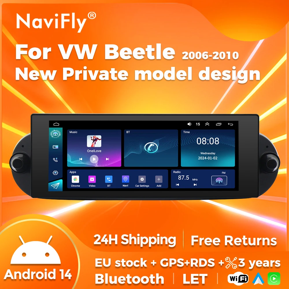 NaviFly 2025 New arrival! Android system Car Radio Multimedia Video Player For VW Beetle 2006-2010 GPS Navigation 2Din Stereo BT