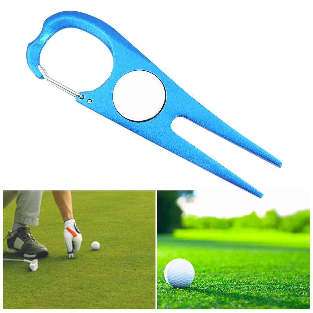 Divot Pitch-Herramientas de limpieza de reparación de Golf portátiles para golfista, tenedor de Pitchfork multifuncional, Putting Green Fork, Ayuda