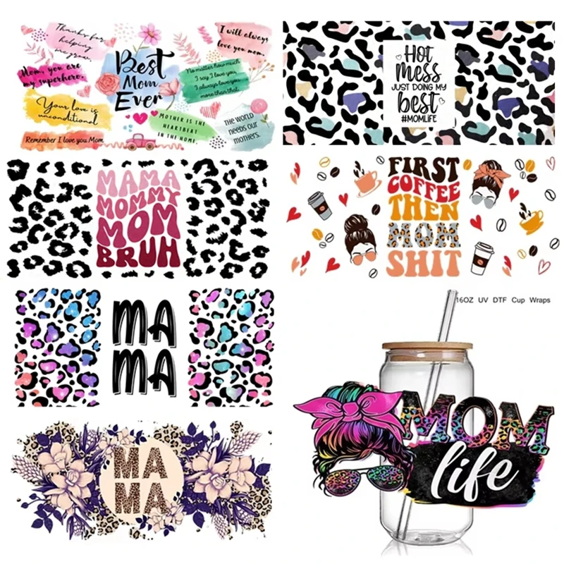 

MAMA Life 3D UV DTF Cup Wraps Transfer Sticker Cool Mother Leopard MAMA UV Cup Wraps Stickers