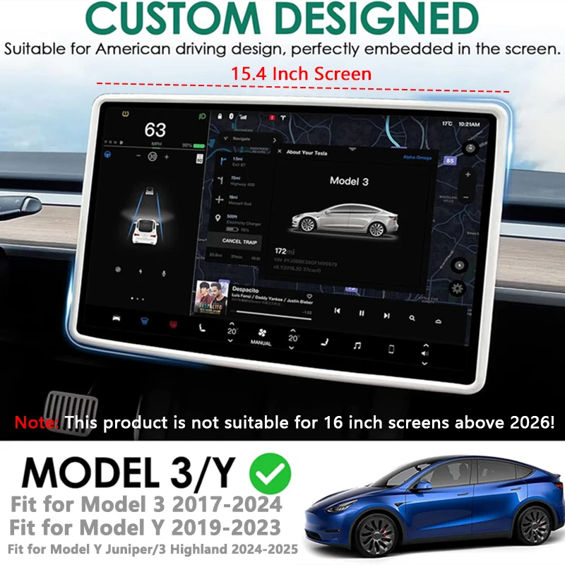 

Для Tesla Model 3/Y силиконовая защитная рамка, край крышки, центральное управление, дисплей, навигационная защита экрана, автомобильные аксессуары