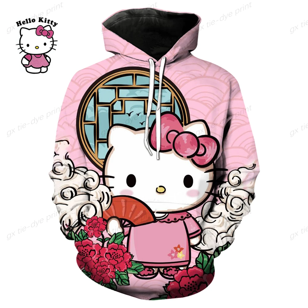 

2025 New Autumn Winter hoodies Children's Clothing Hello Kitty Fashion Casual 3D Print girls hoodie Long Sleeves Outerwear