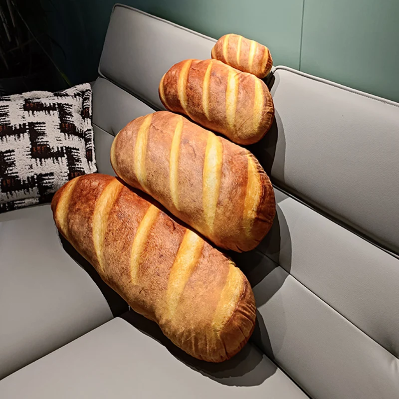 Poduszka pluszowa w kształcie chleba 15/20 cm, symulacja jedzenia, mleczny karmel, sezam, dekoracja na sofę lub krzesło, pluszowy towarzysz, prezent.
