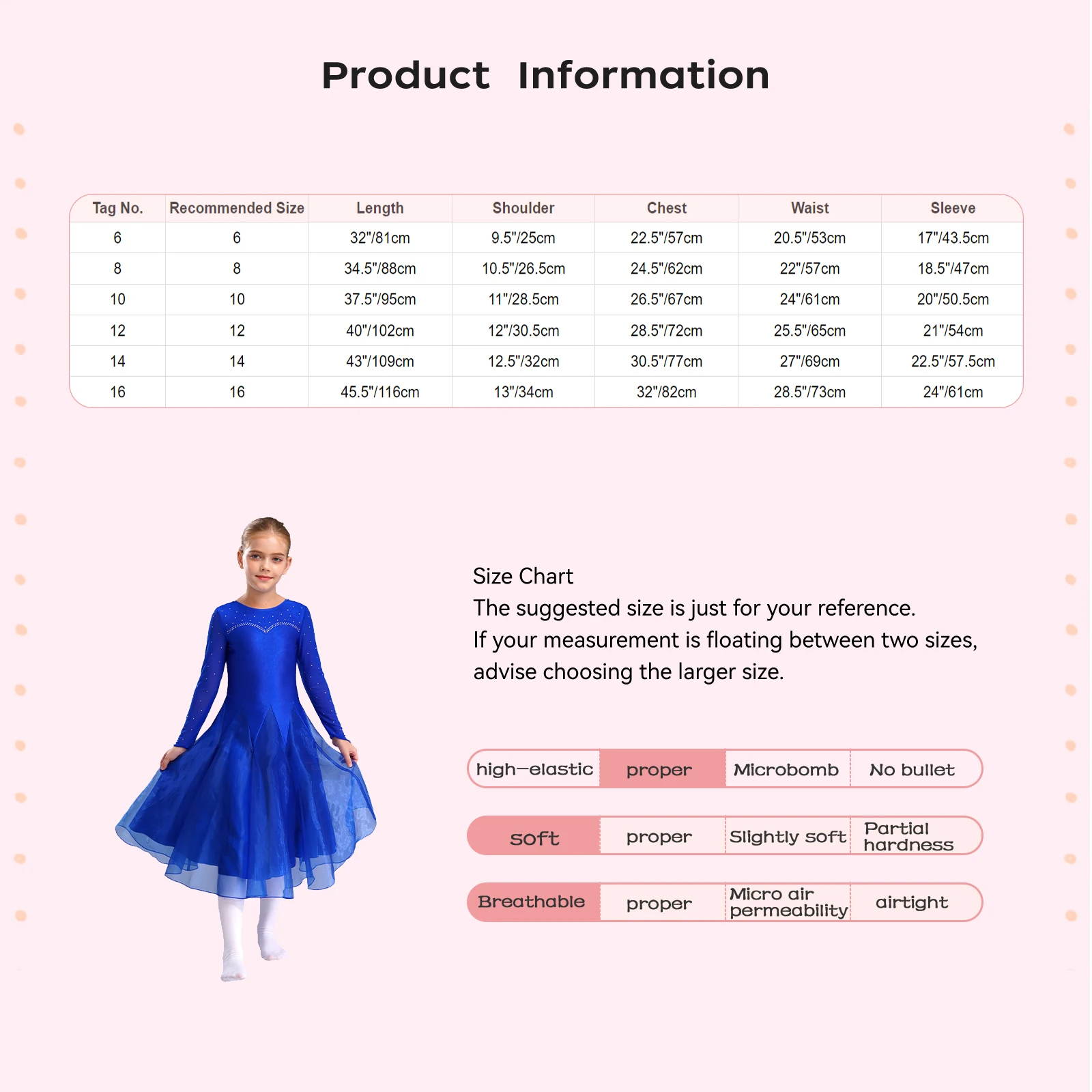 Girls Rhinestones Ballroom Dancing Costume Ballet Dress Professional Modern Waltz Tango Practice Competition Performance Dress