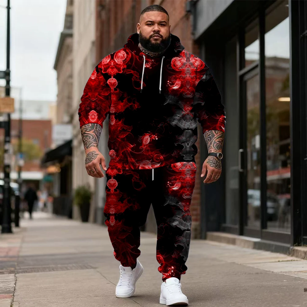 

-9xl Мужская толстовка больших размеров большого и высокого размера: Cloudy Haze Flair — 2 предмета, повседневная, воздушная, прочная ткань, стильные туманные акценты