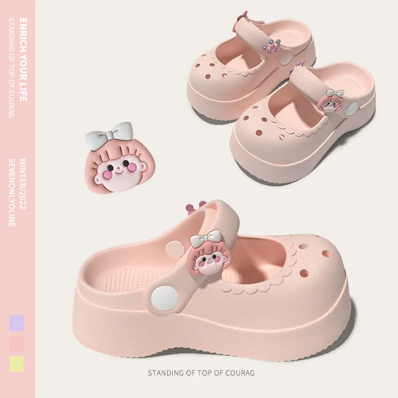 Summer Slippers For Women Garden Shoes Households Simple Parent-child Outdoor Girl Lolita Sandals Non-skid Children EVA Sandals