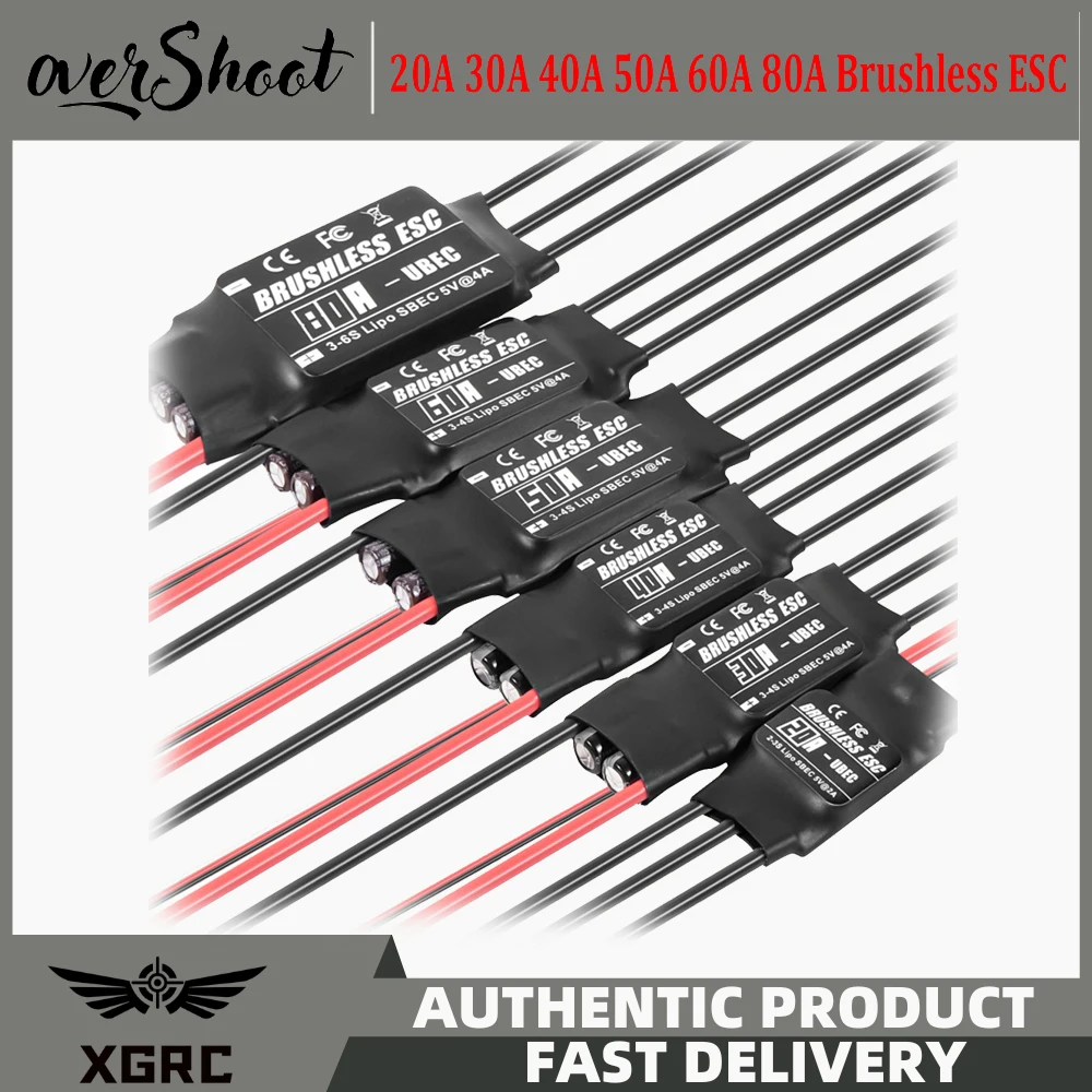 20A 30A 40A 50A 60A 80A Brushless ESC with UBEC 2-6S for RC Airplanes Helicopter