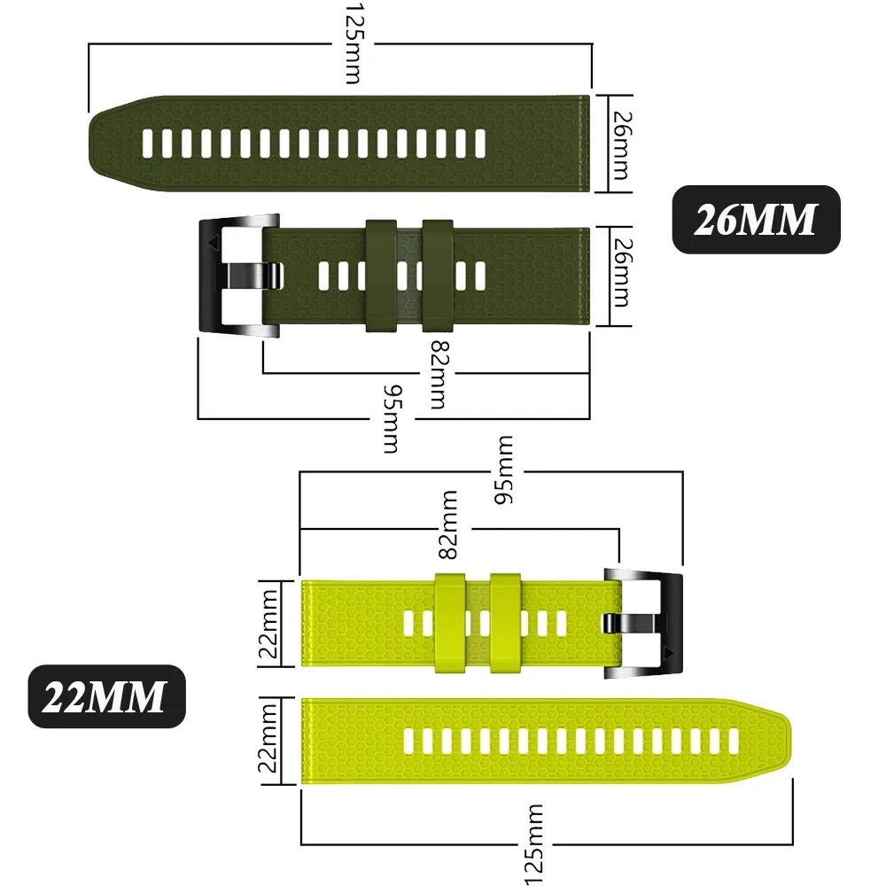 Pulseira de pulseira de silicone 26MM para Garmin FenixE 8/7Pro/7X/6X/6 Pro/5X/5 Plus/Epix Pro 47mm Pulseira substituível