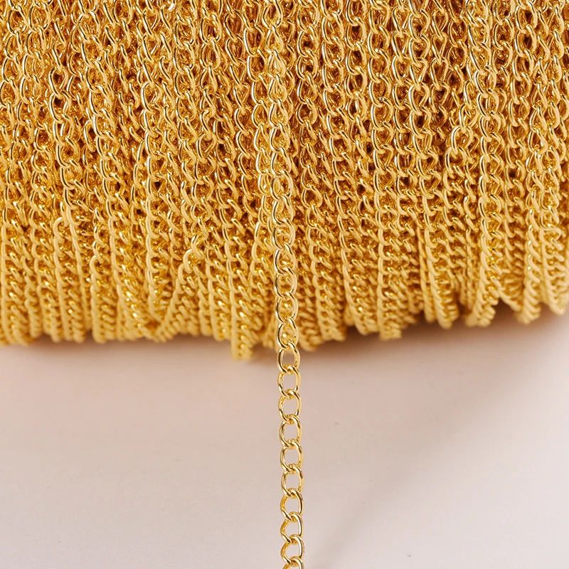 2Meters 2.5/3.5/4.5mm Metal Chains Flat Extension Chains Gold Silver Color For DIY Jewelry Making Bracelet Necklace Accessories view 5