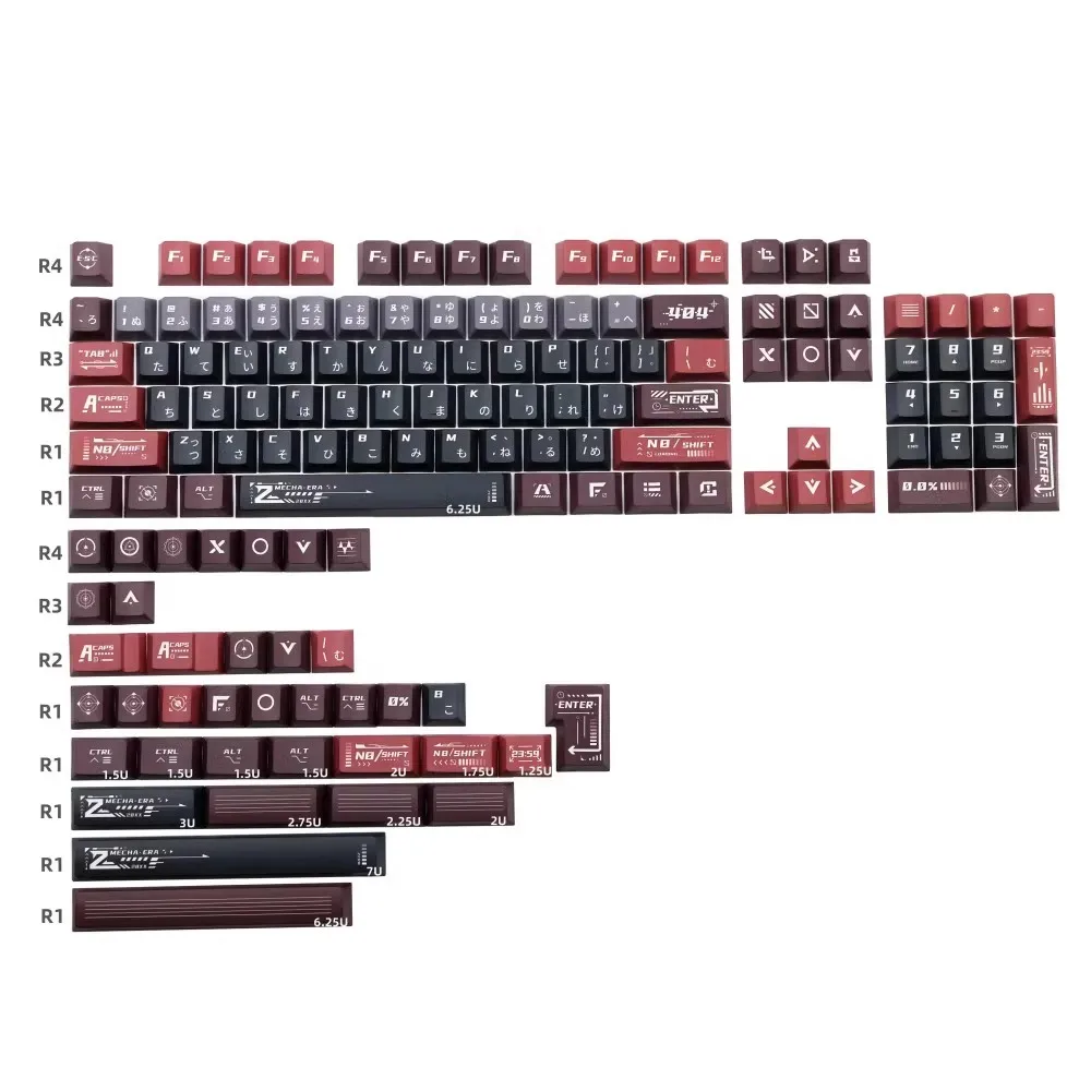 1 Set Japanese Anime Keycaps PBT Dye Sublimation Cherry Profile Gundam Keycaps For Cherry MX Switch Mechanical Game Keyboard