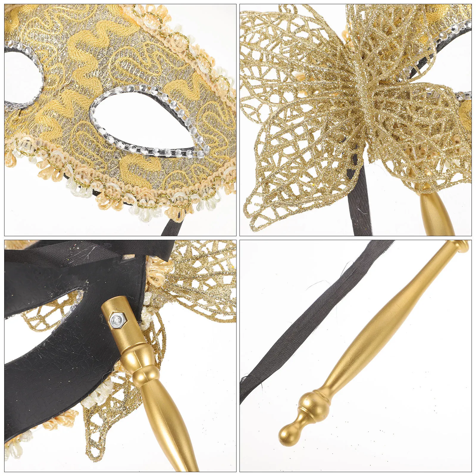 

Handheld Masquerade Mask Fancy Dress Party Accessory for Women Carnival Mardi Gras Cosplay Prom Decoration