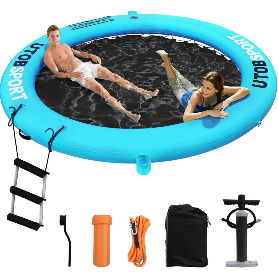 

Надувной водный гамак-плот 8x8 футов для озера, бассейна, океана, для взрослых и собак, с подстаканником, из полиуретана