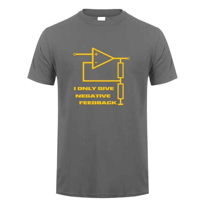 مضحك أعطي ردود فعل سلبية مهندس تي شيرت الرجال قصيرة الأكمام تي شيرتات قطن مان Camisetas هدية