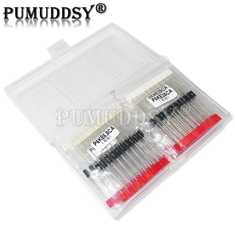 

200PCS-20Values P6KE6.8A/CA TVS Transistor Kit 12/15/18/20/22/24/27/30/33/36/39/51/68/75/150/200/300/400/440/A/CA Diode