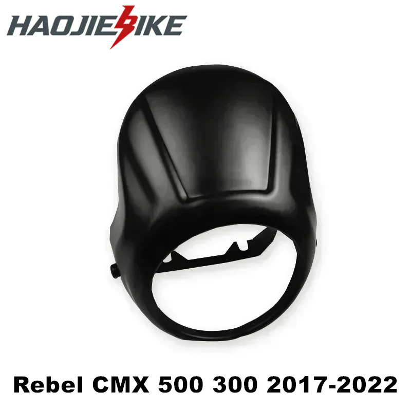 

For Honda Rebel CMX 500 300 2017-2022 CMX500 CMX 300 Motorcycle Black Headlight Fairing Front Cowl Mask Cover Fork Windshield