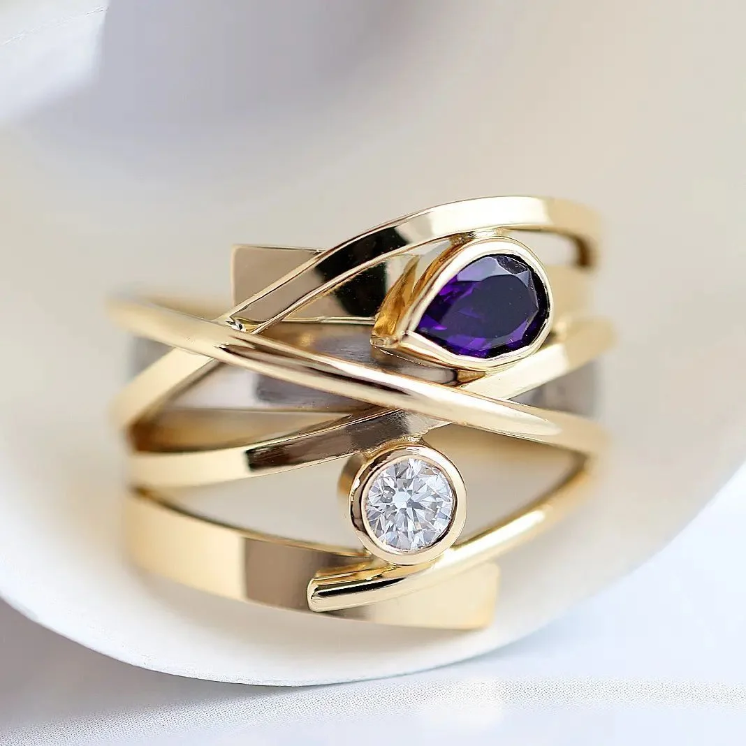 Retro, kreativ, hohl, künstlicher Edelstein, Ring, Kupfermaterial, Dame, Schmuck, Geschenk, Accessoire, Ring